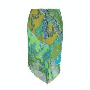 Vintage Pierre Cardin Skirt Women’s 12 Green Floral Paisley